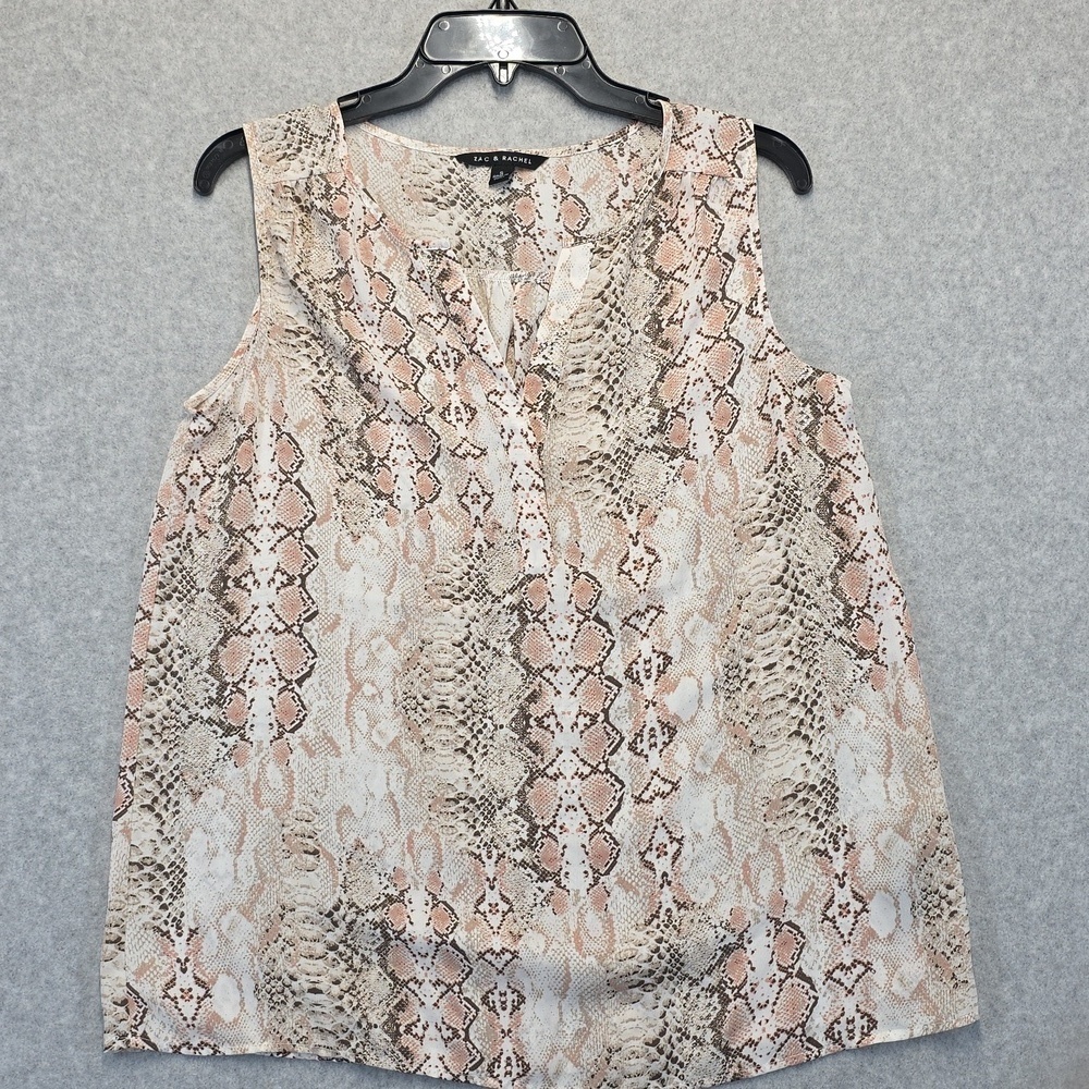 Zac & Rachel Pink and Brown Fitted Sleeveless Polo Blouse